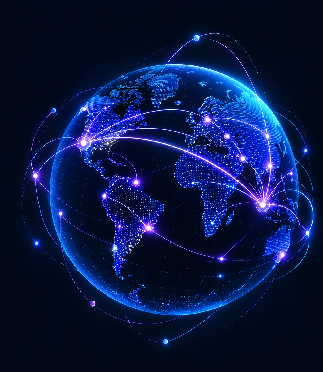 Glowing globe with global network connections